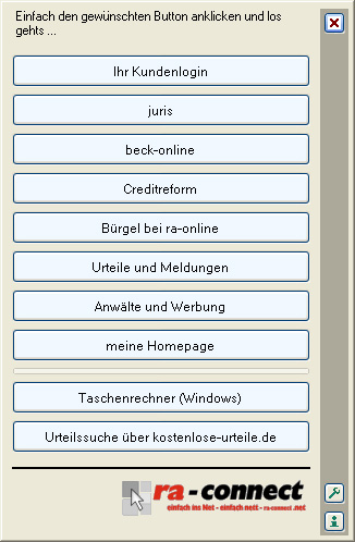 Oberfläche des Produktes ra-connect der ra-online GmbH
